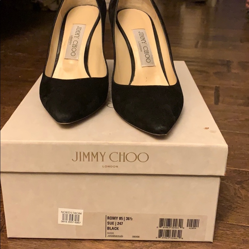 Jimmy Choo size 36.5 Romy 85mm black suede pumps